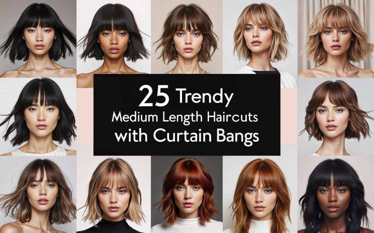 25 Trendy Medium Length Haircuts With Curtain Bangs