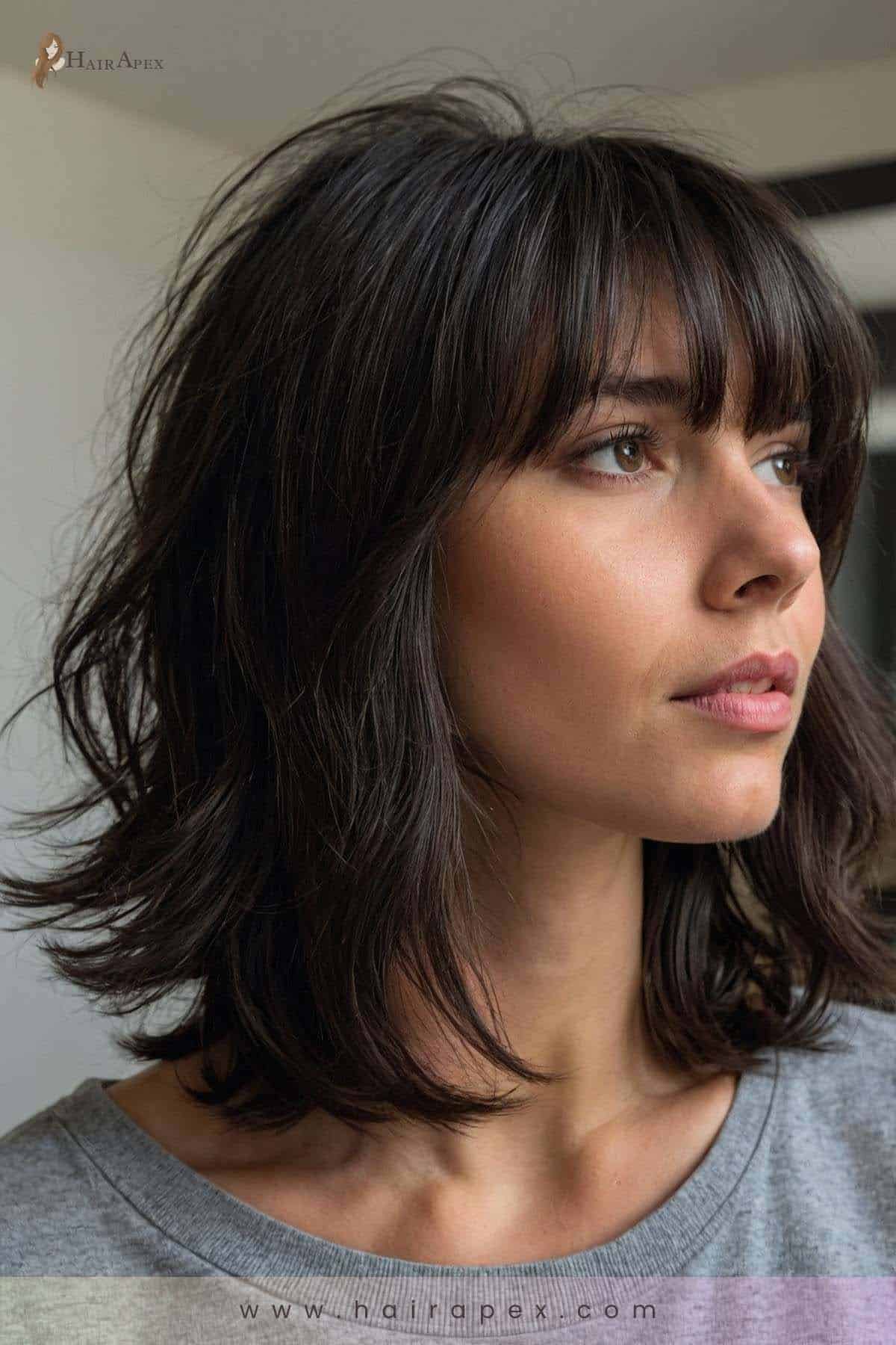 medium length haircut dark hair 10