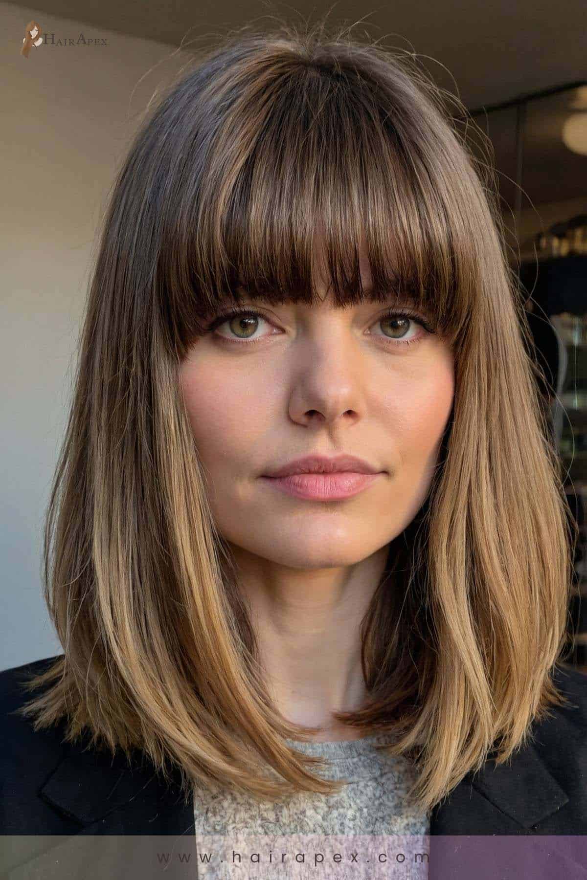 medium length haircut with curtain bangs 35