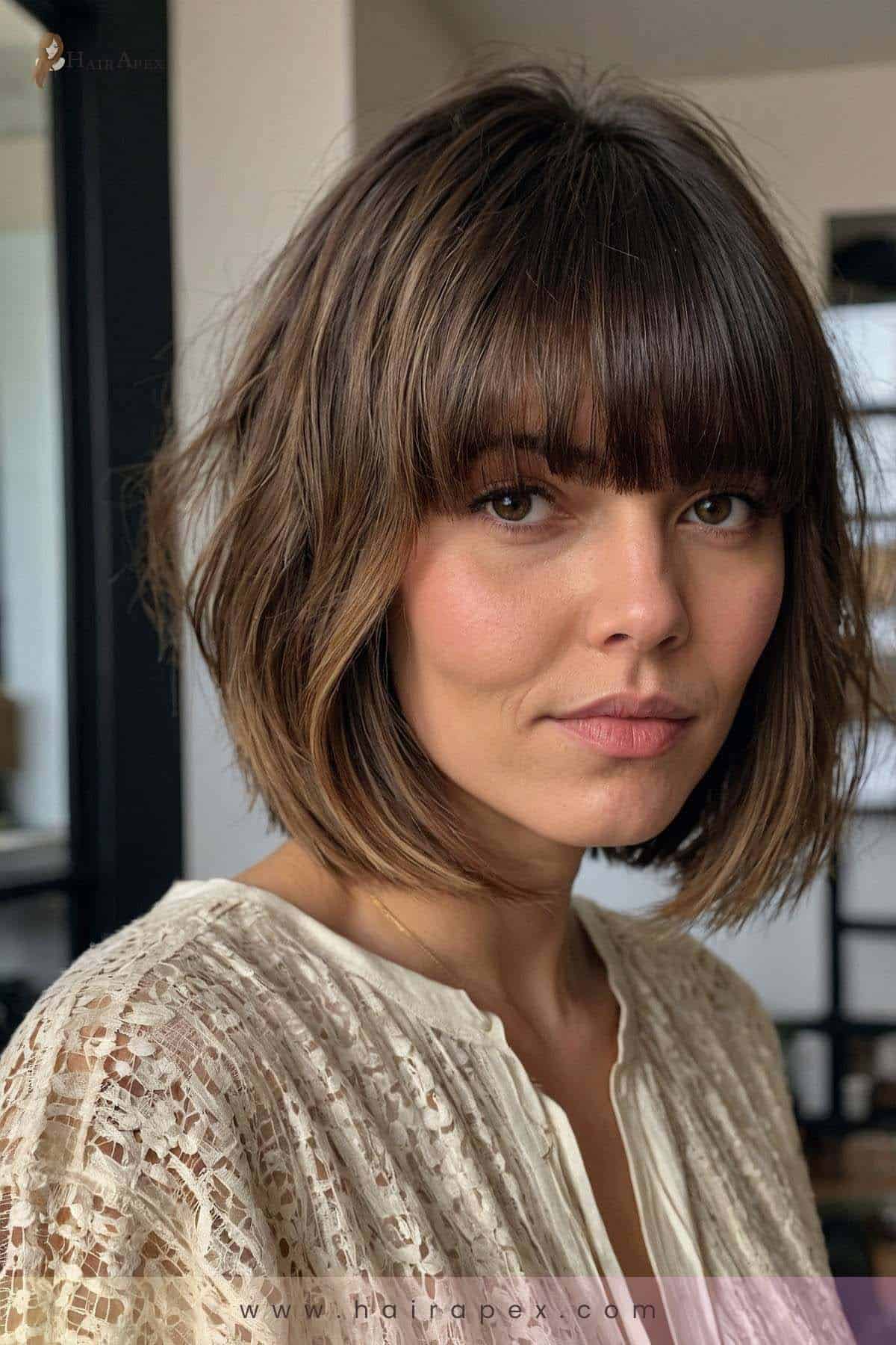 medium length haircut with curtain bangs 23