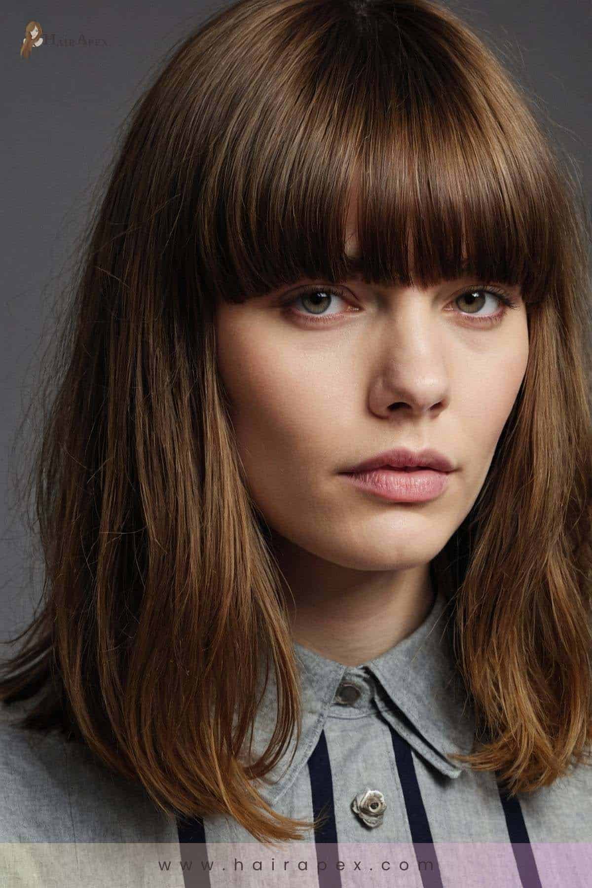 medium length haircut with curtain bangs 5