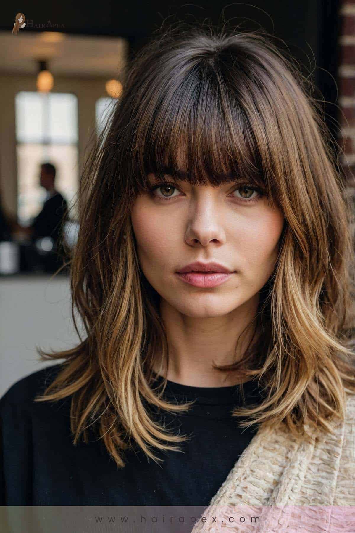 medium length haircut with curtain bangs 15