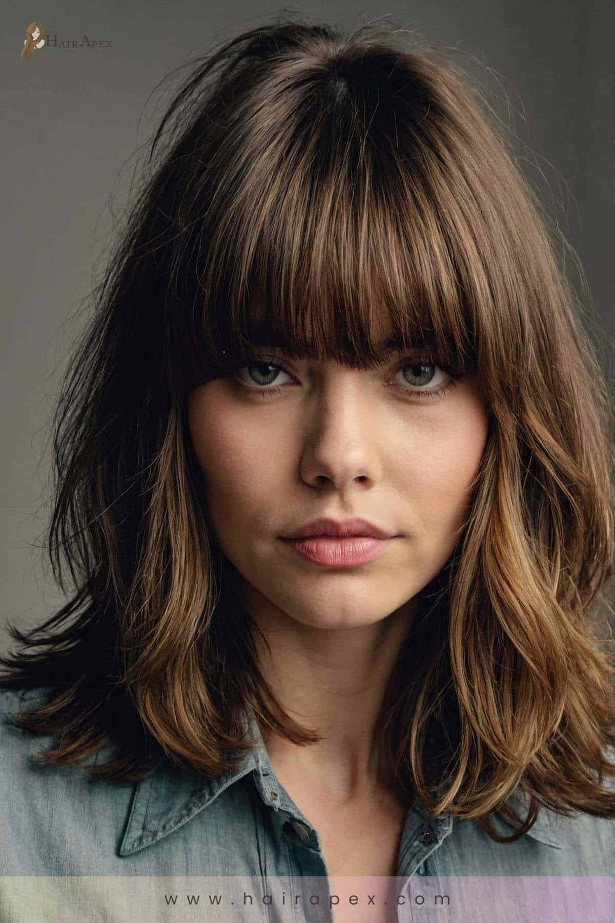 medium length haircut with curtain bangs 1