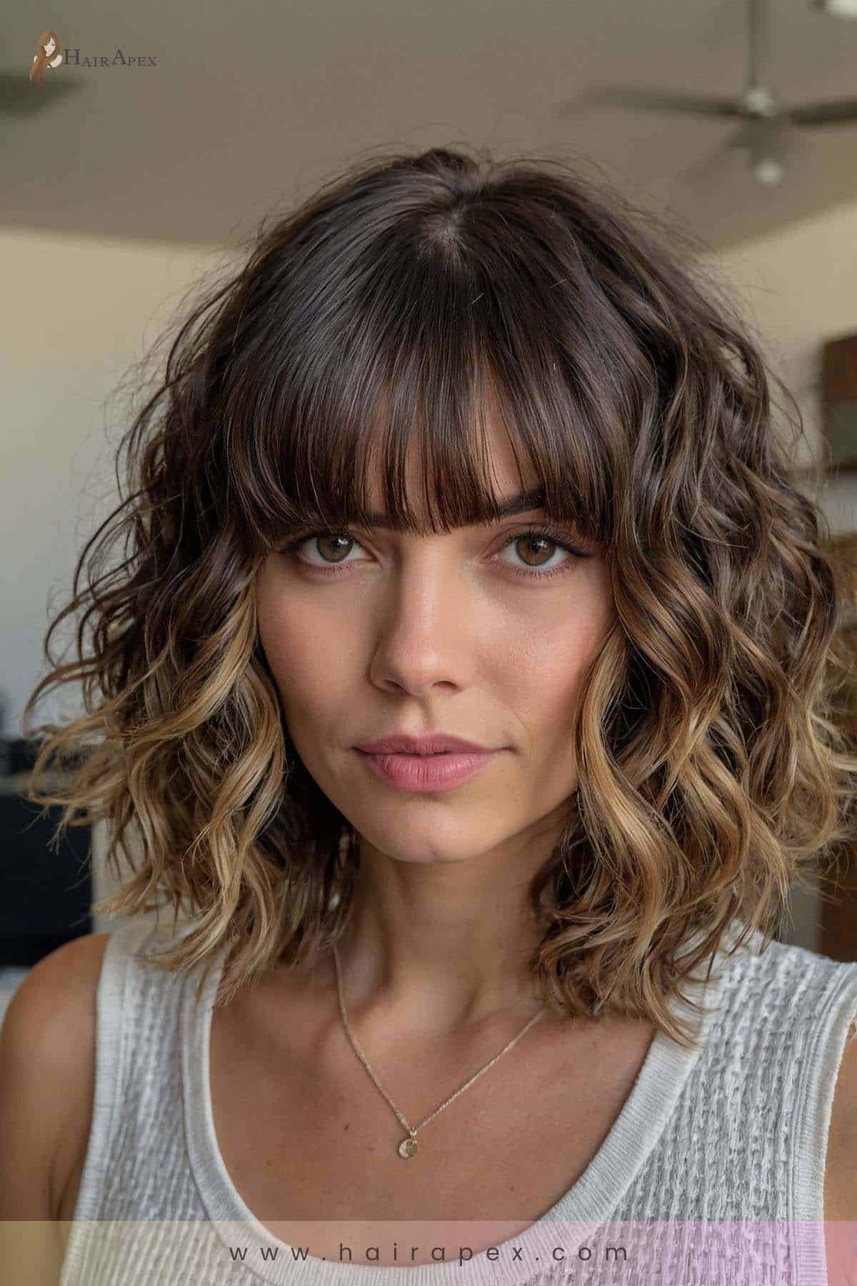 medium length haircut with curtain bangs 13