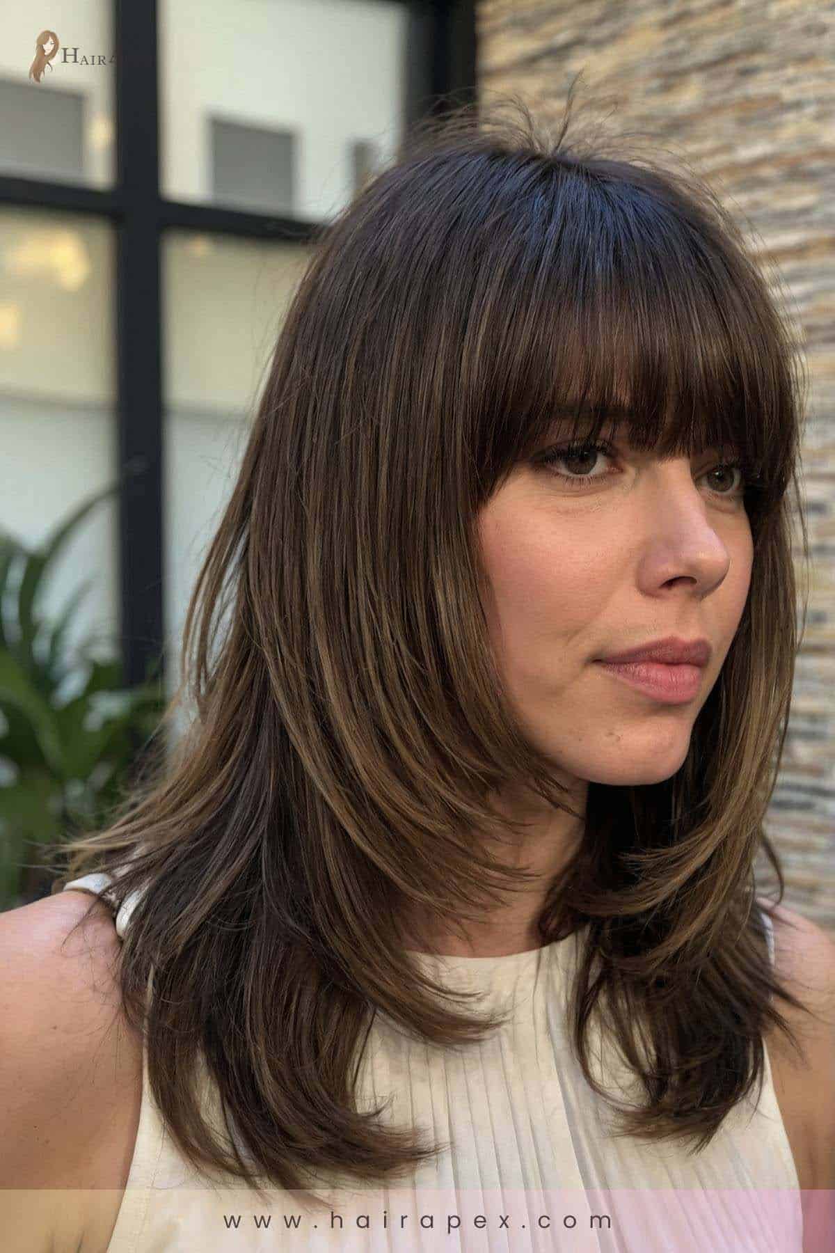 medium length haircut with curtain bangs 26