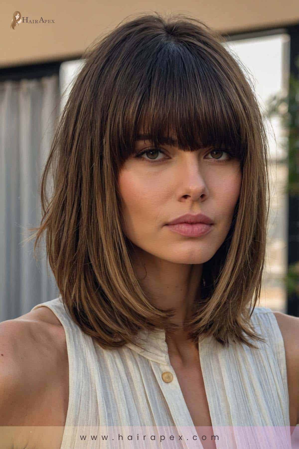 medium length haircut with curtain bangs 27