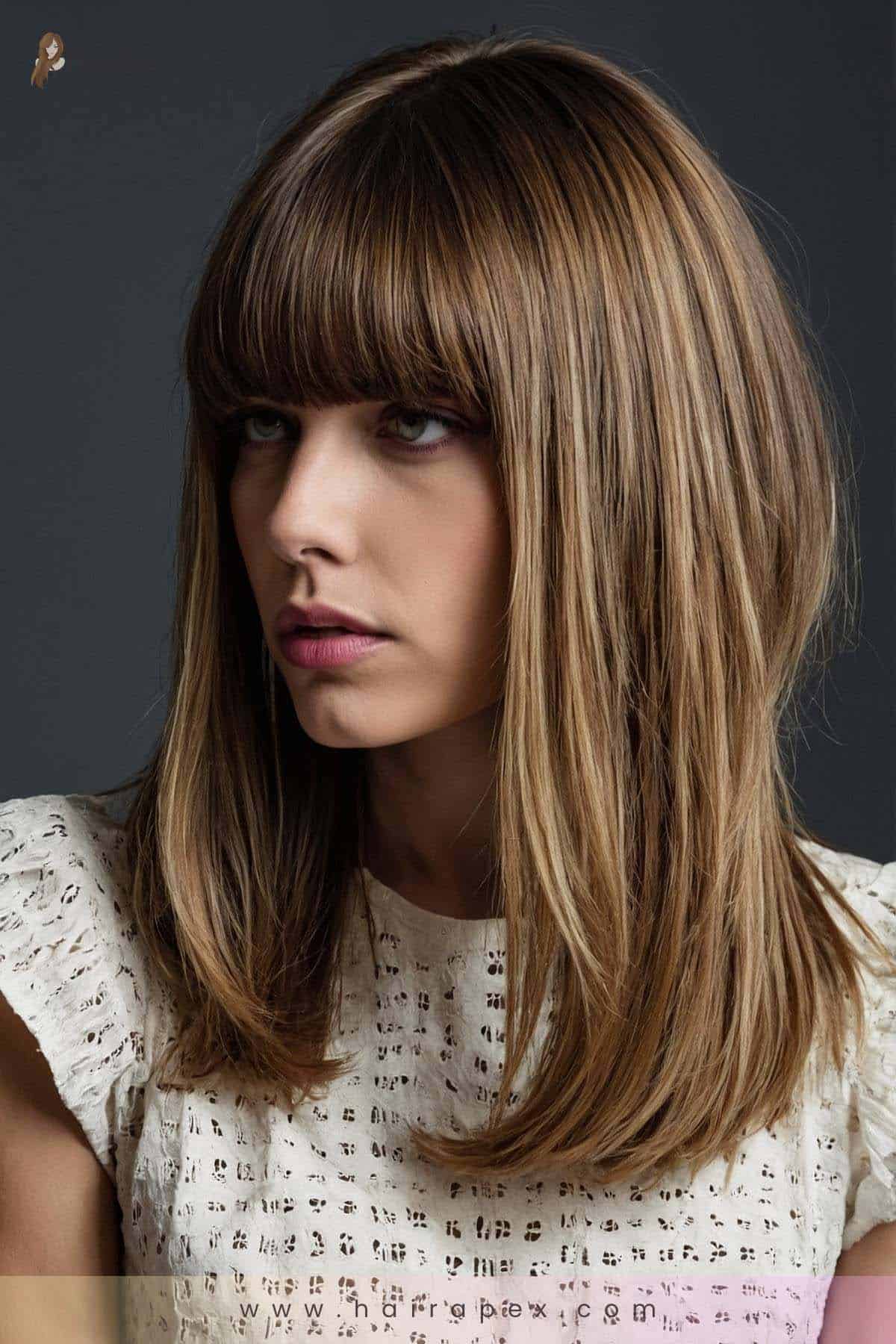 medium length haircut with curtain bangs 28