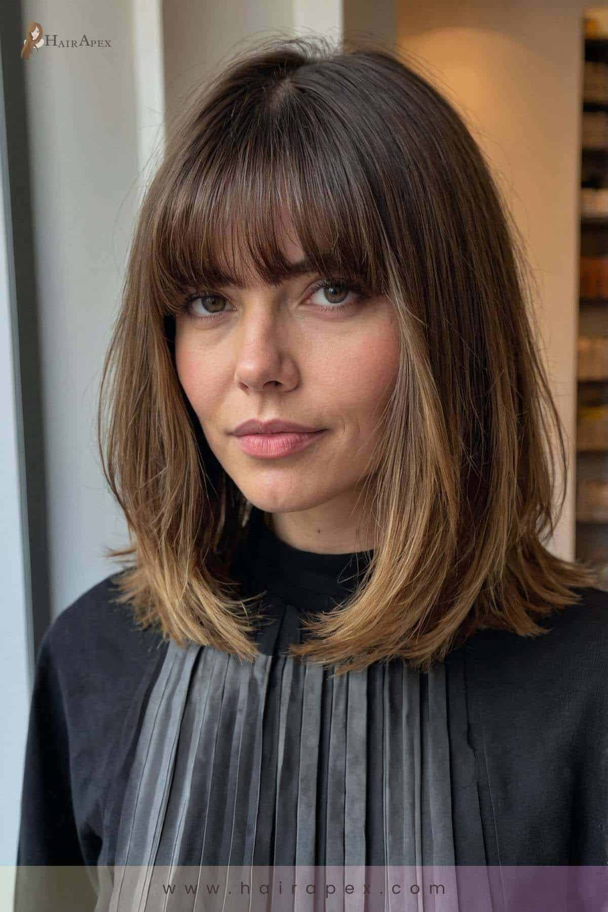 medium length haircut with curtain bangs 3