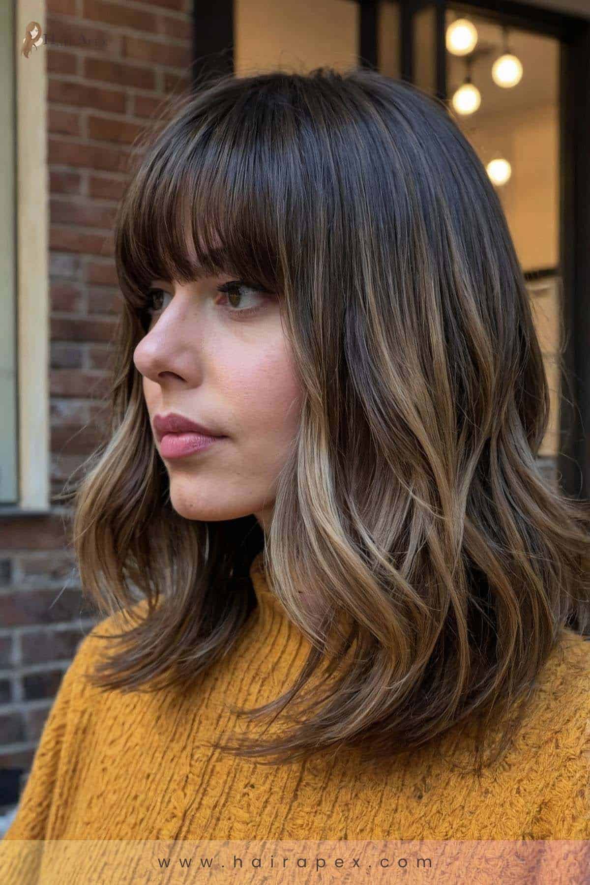 medium length haircut with curtain bangs 4