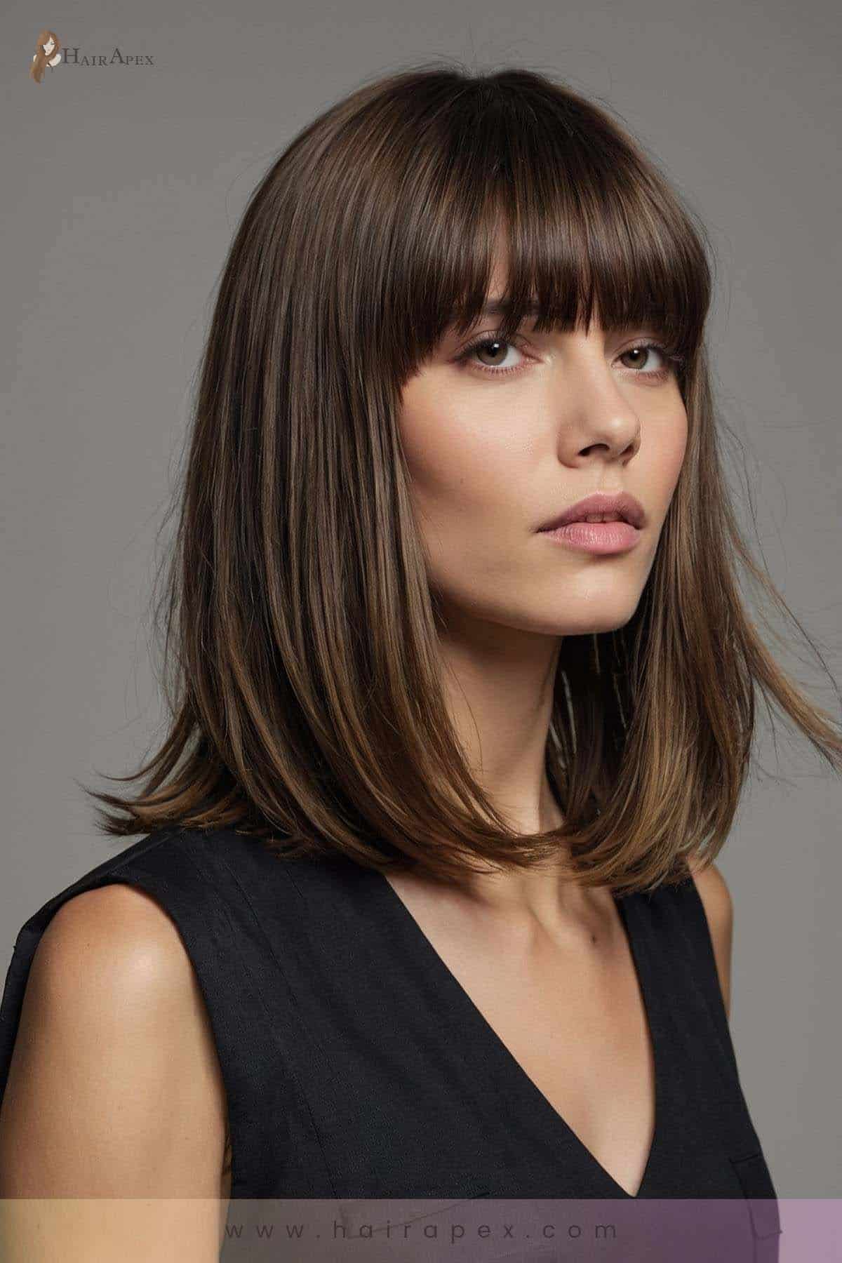 medium length haircut with curtain bangs 32