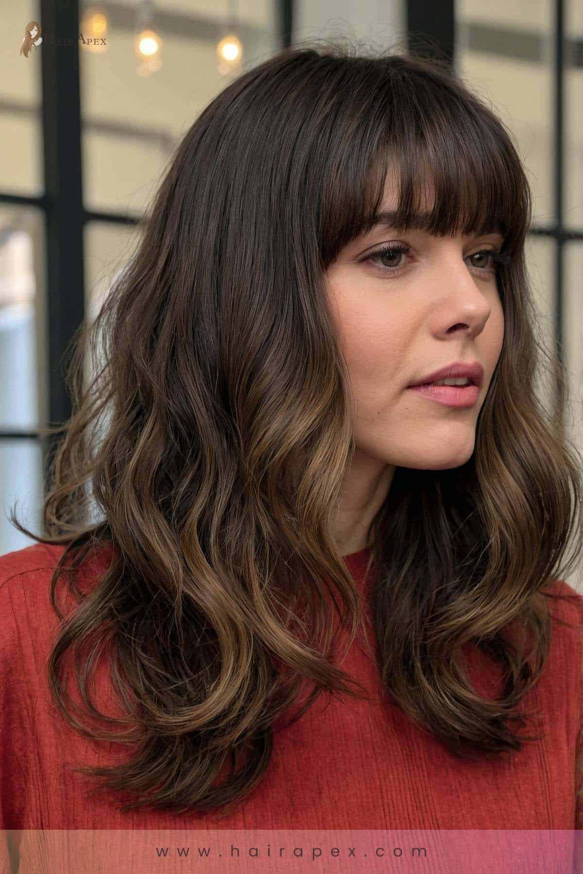 medium length haircut with curtain bangs 17