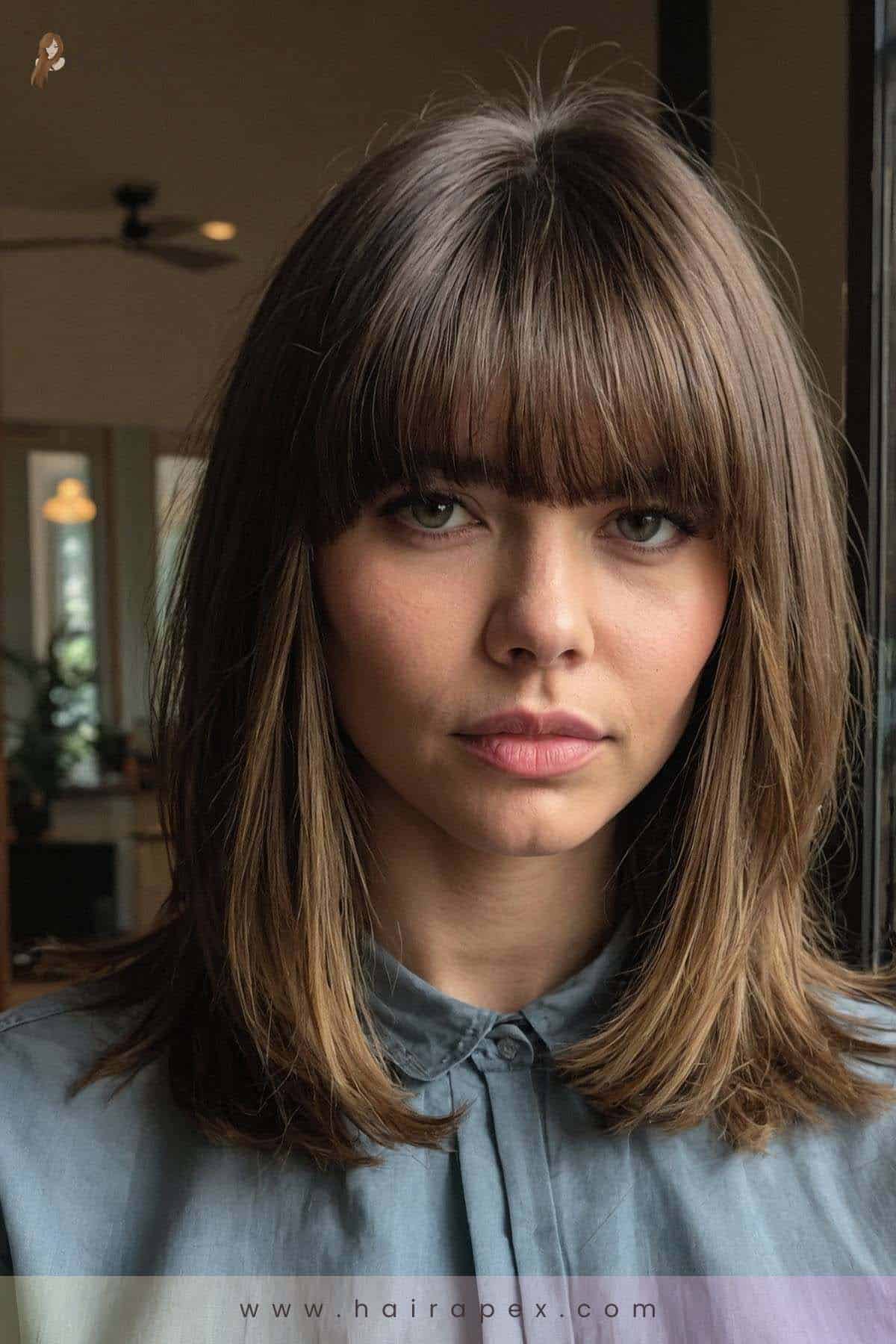 medium length haircut with curtain bangs 41