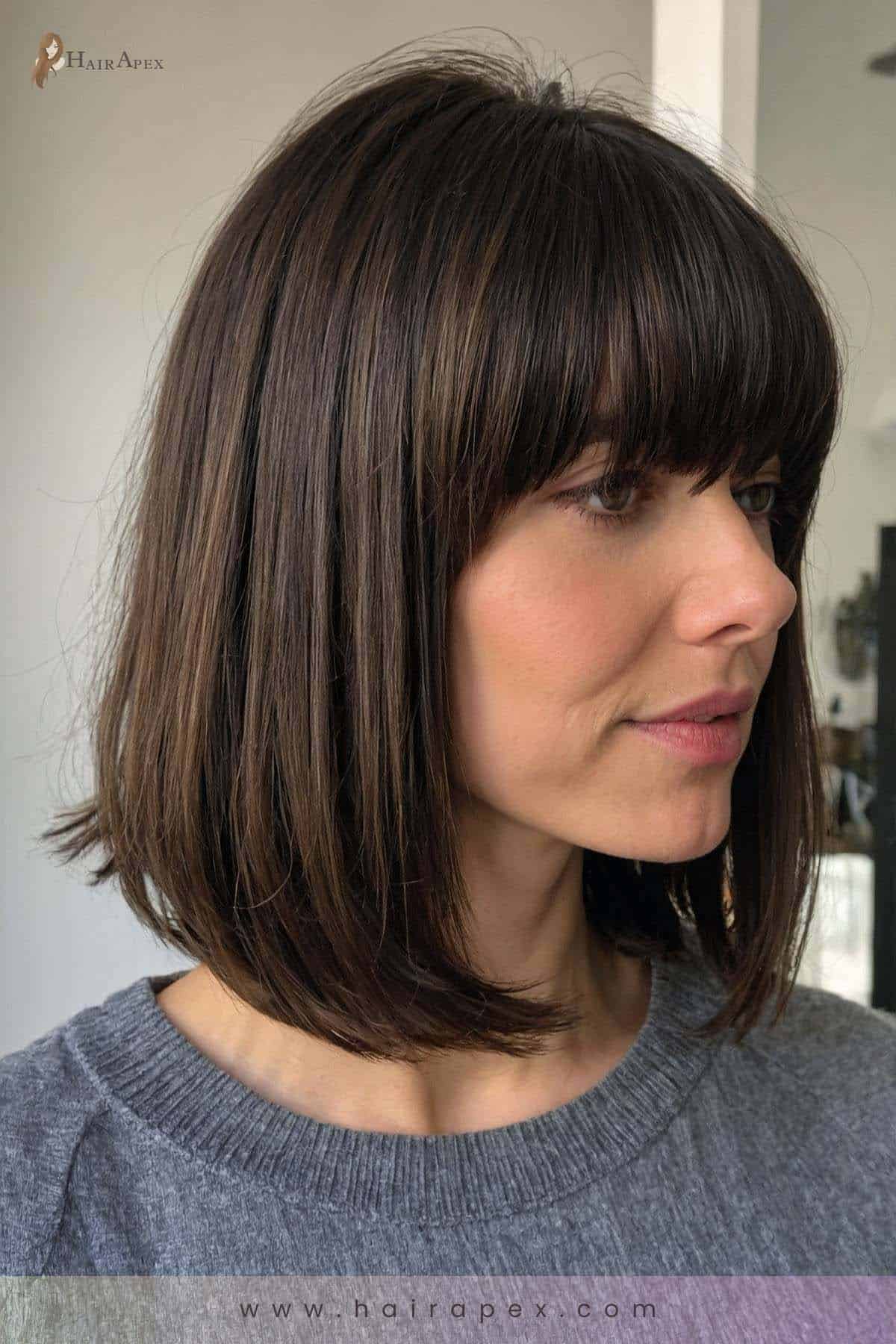 medium length haircut with curtain bangs 43