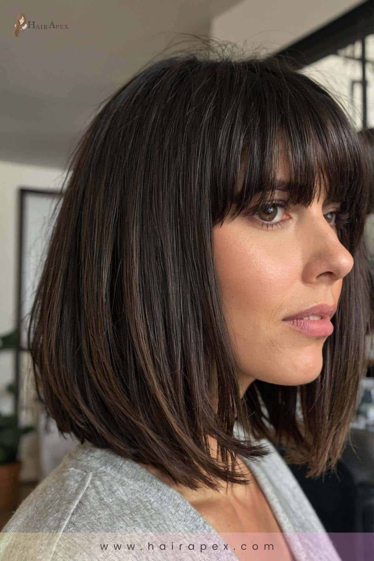 medium length haircut with curtain bangs 10