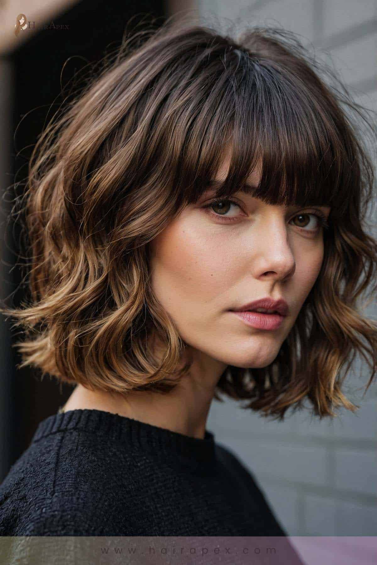 medium length haircut with curtain bangs 7