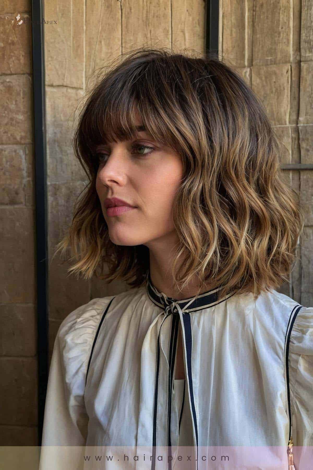 medium length haircut with curtain bangs 8