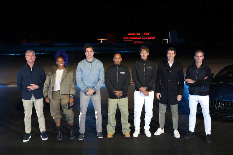 Lewis Hamilton & George Russell Join IWC Schaffhausen and Mercedes-AMG At “Speed City” Pop-Up Ahead Of F1 Las Vegas