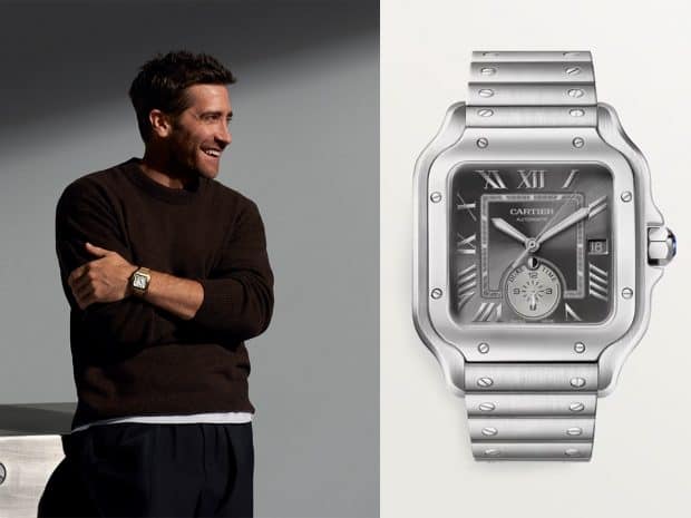 Jake Gyllenhaal Sports The New Cartier Santos Dual-Time