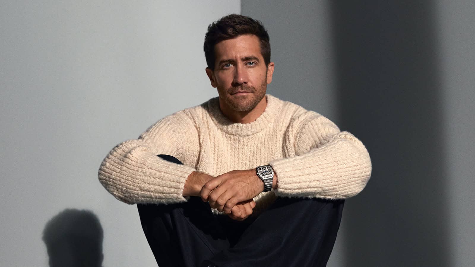 Jake Gyllenhaal Sports The New Cartier Santos Dual-Time