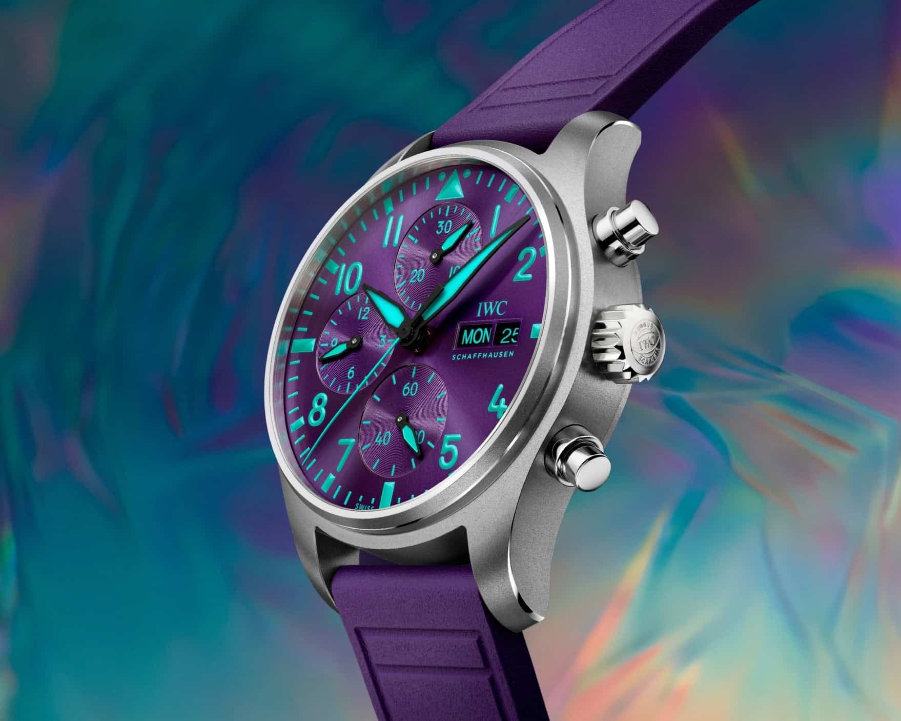 The IWC Pilot’s Watch Chronograph 41’s Vivid Violet Singapore Grand Prix Makeover