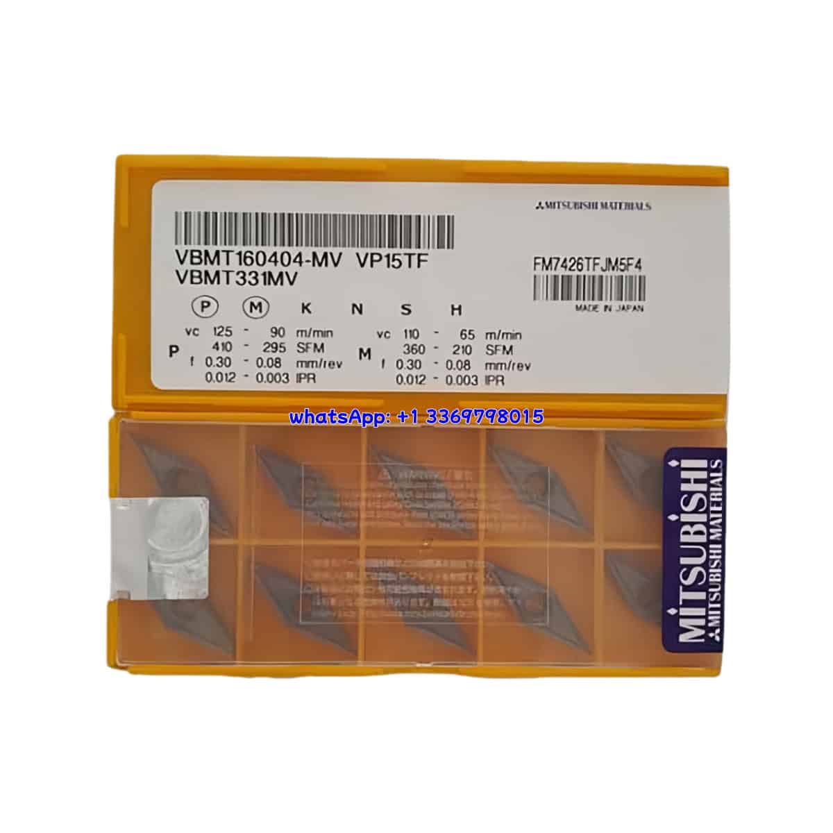 Mitsubishi 100% Original VBMT160404-MV VP15TF Cutting Tools 10PCS