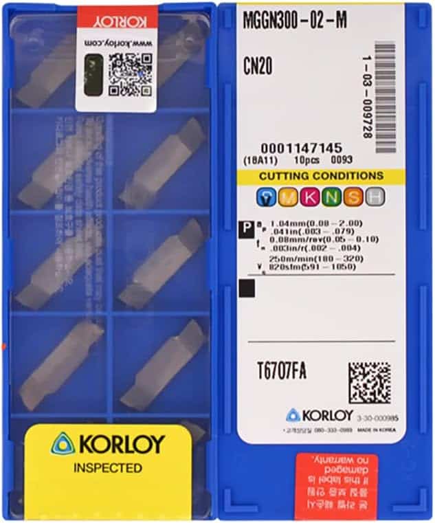 Korloy 100% Original  Groove Insert MGGN250-02-LM CN20  10pcs