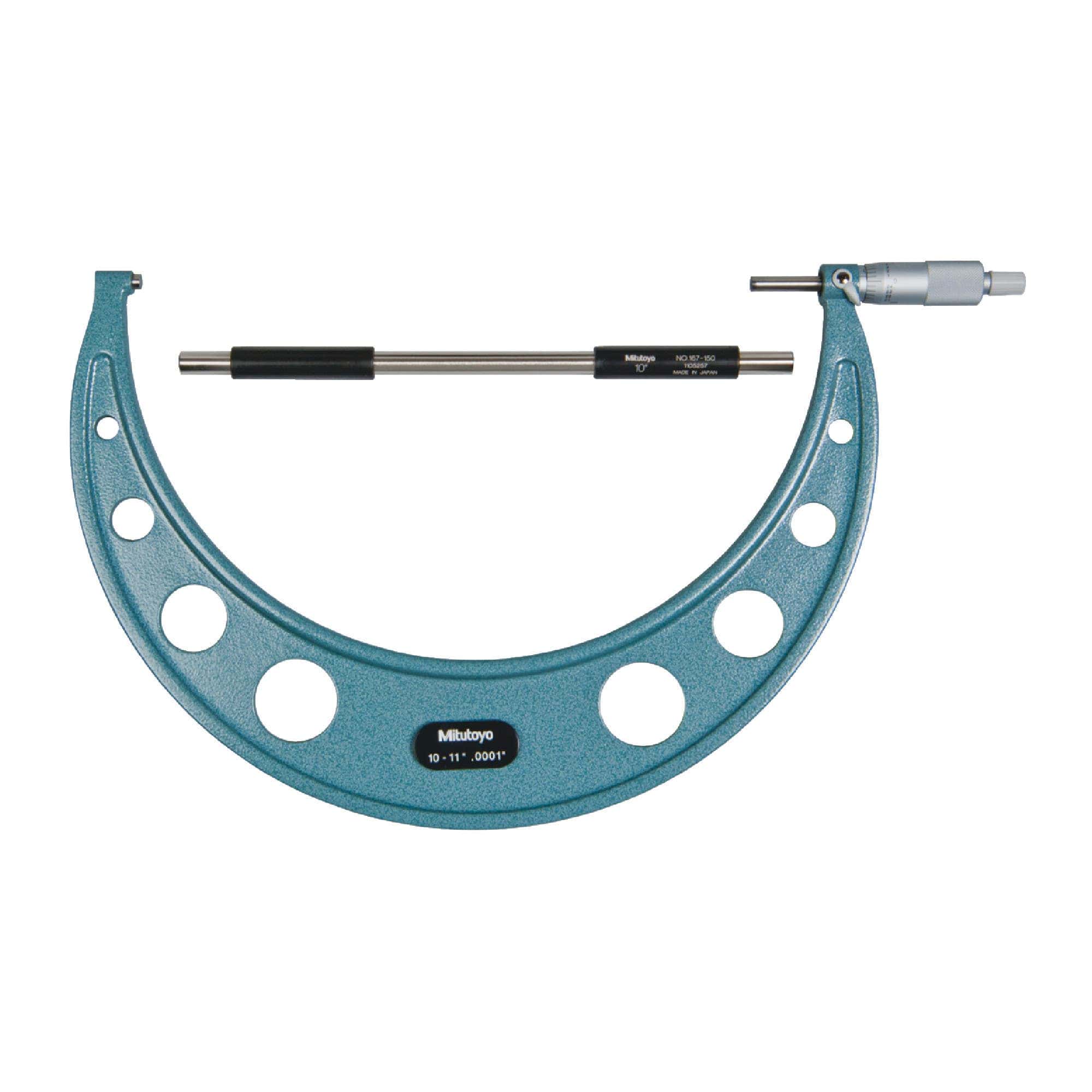 Mitutoyo 100% Original 103-225 10 - 11 Range, .0001 Graduation Flat End Spindle Outside Micrometer 1 pcs