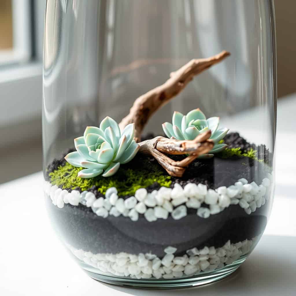layered pebble and plant