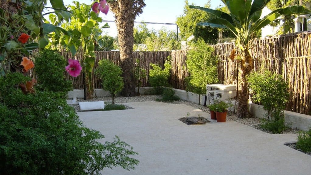 lush tropical patio oasis