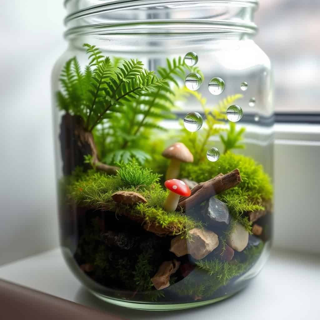 miniature forest in glass jar