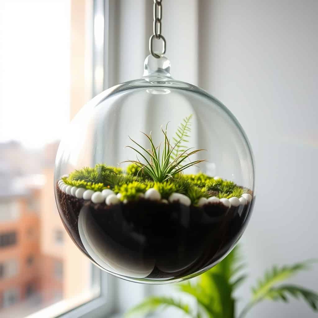 space saving hanging orb terrarium