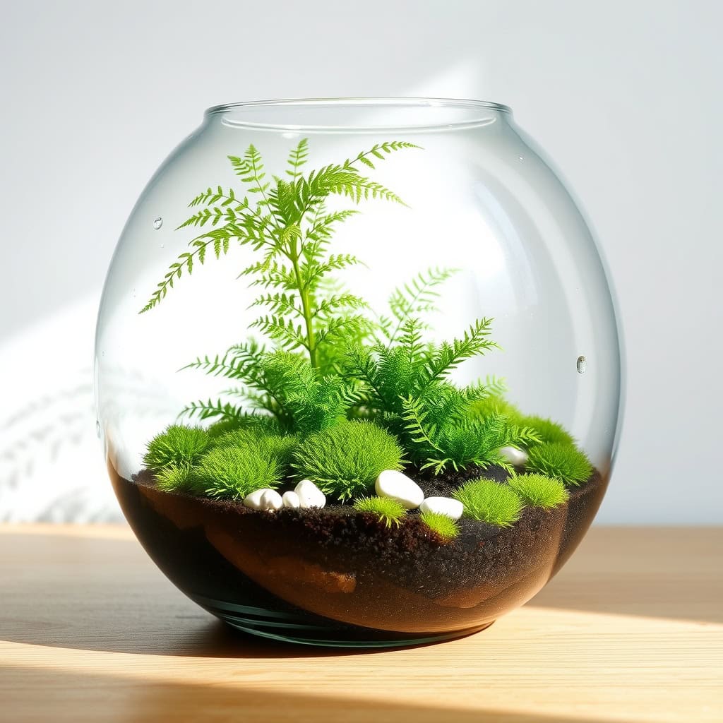 tropical ferns and moss