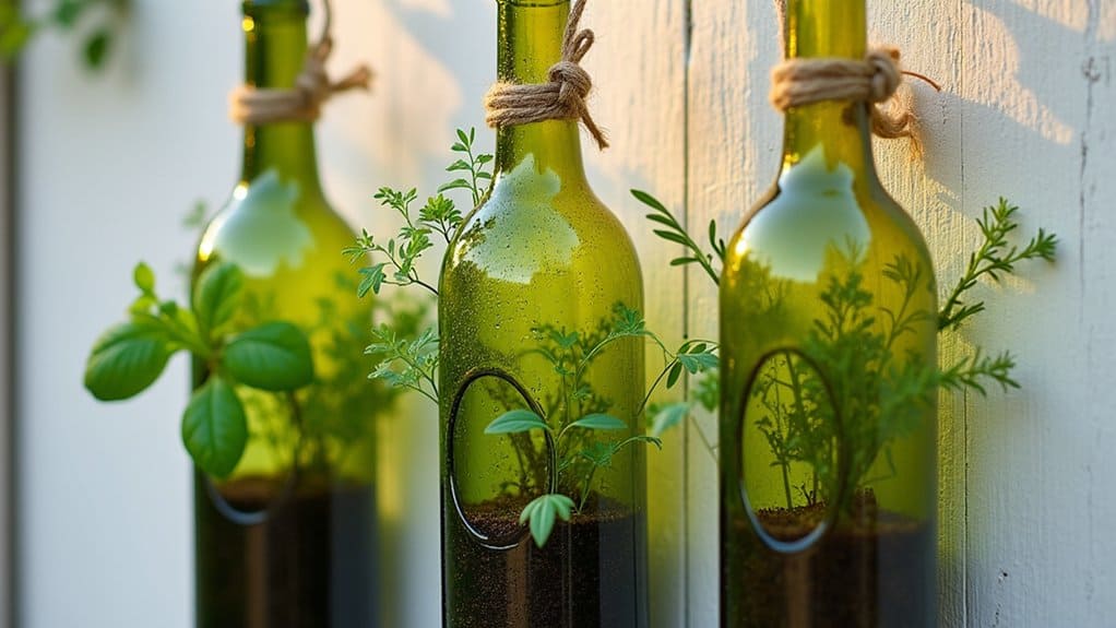 vertical wine bottle planters