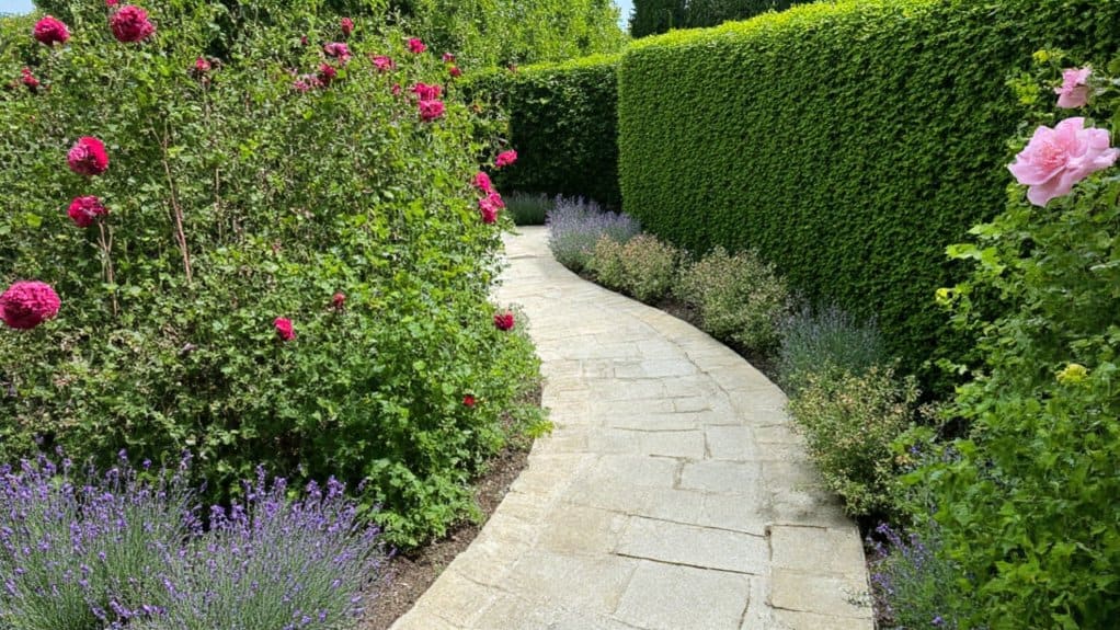 vibrant blooms and pathways