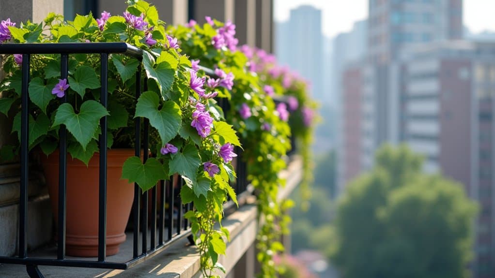 vines cascading down rails