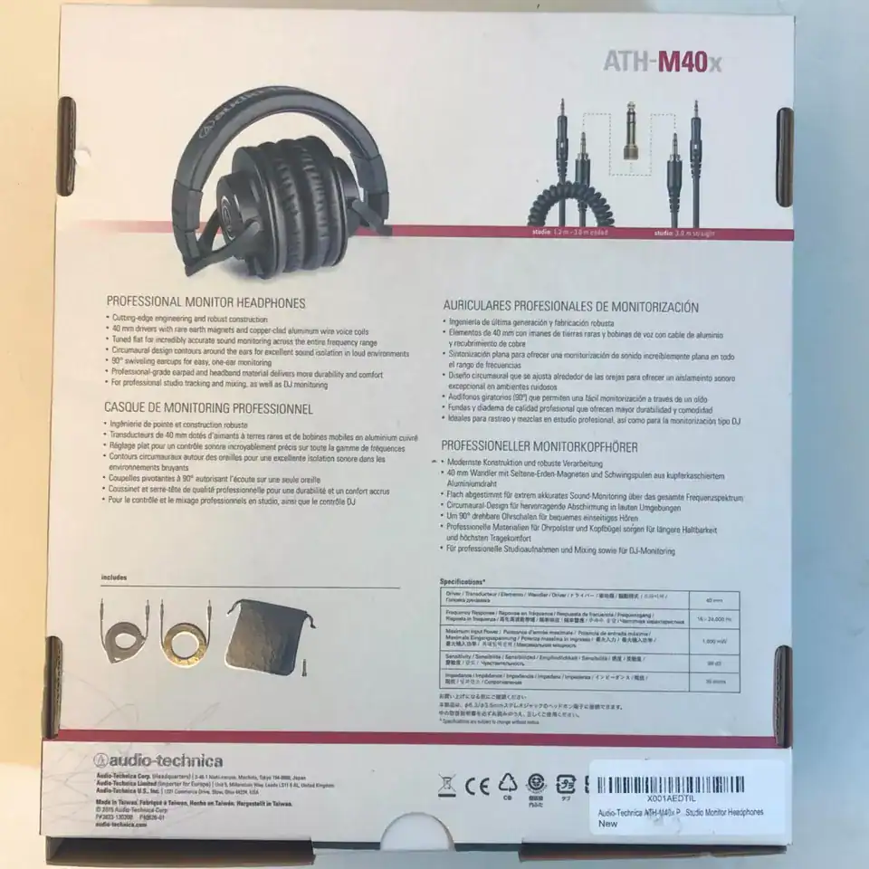 ⁦ATH-M40X CLOSED-BACK PROFESSIONAL STUDIO MONITOR HEADPHONES⁩ - الصورة ⁦2⁩