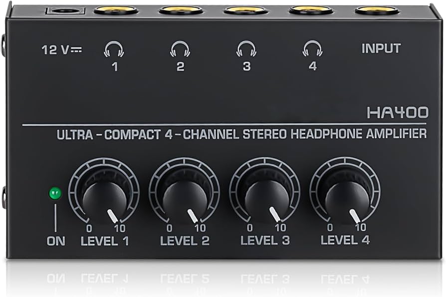 ⁦PRO AUDIO Stereo Headphone Amplifier 4 Channel Multi-Channel Splitter Jack Of TRS Headphones⁩ - الصورة ⁦1⁩