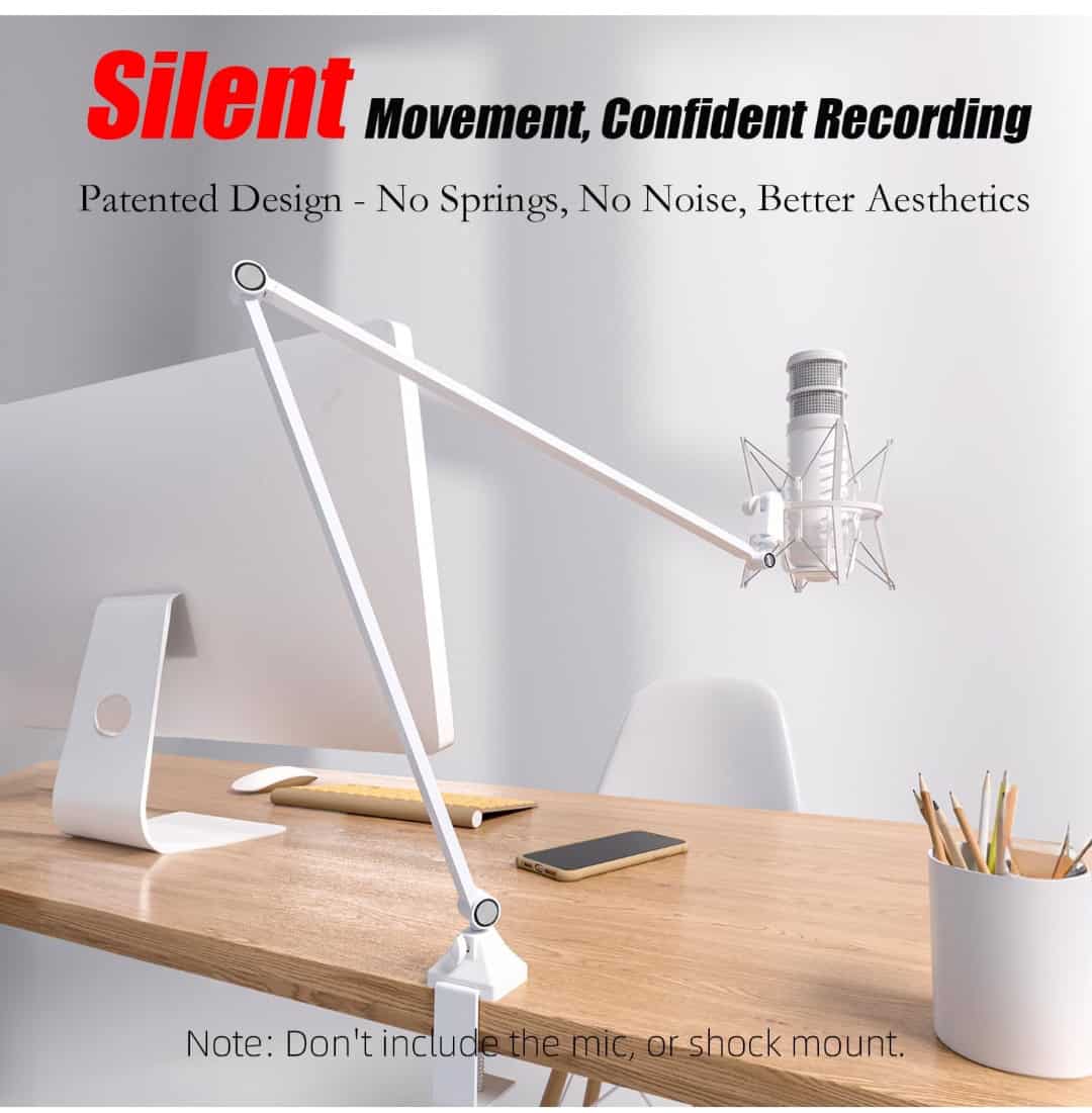 ⁦JUSPINS AM-300 White Metal Desk Mic Arm⁩ - الصورة ⁦3⁩