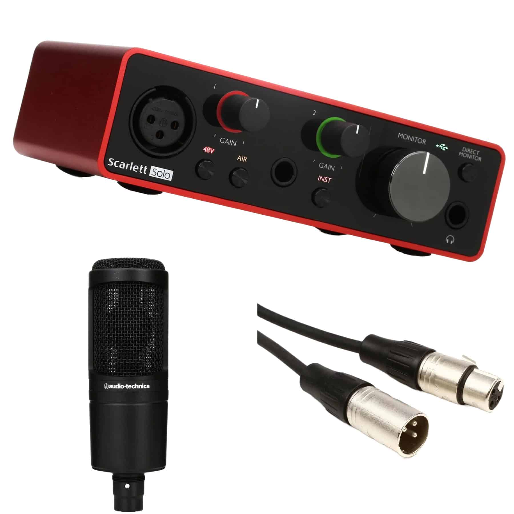 090900 Solo Scarlett 3rd gen, AT 2020 & Xlr Cable - الصورة 1