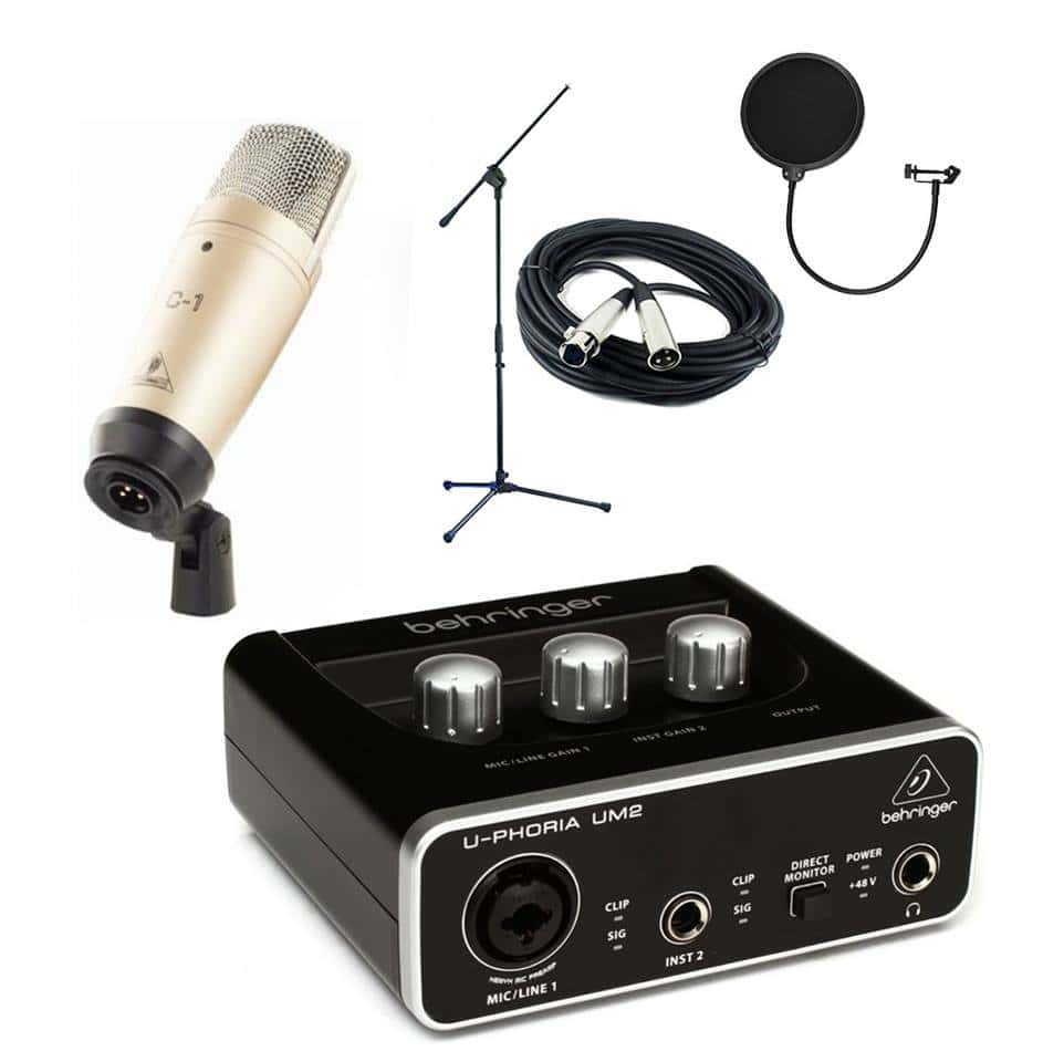 ⁦Behringer Um2, C-1, filter, stand & XLR⁩ - الصورة ⁦1⁩