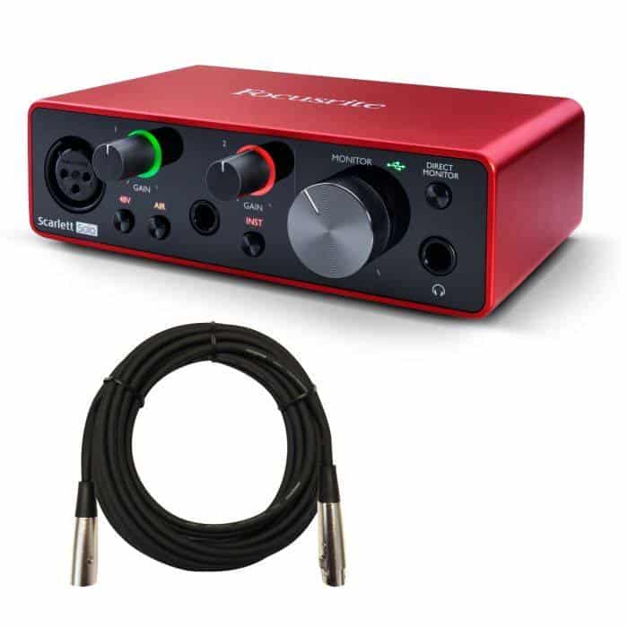 ⁦Focusrite Scarlett Solo 3rd Gen and cable xlr⁩ - الصورة ⁦1⁩