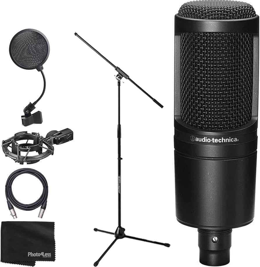 ⁦Audio-Technica AT2020 Condenser Microphone & Pop⁩ - الصورة ⁦1⁩