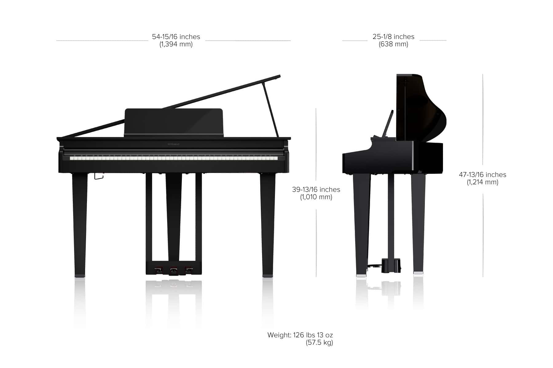⁦Roland Digital Grand Piano GP-3-PE – Polished Ebony⁩ - الصورة ⁦6⁩