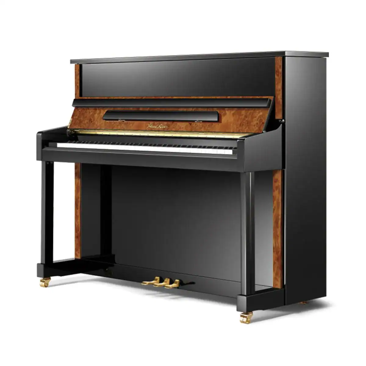 ⁦Pearl River PE121-A2Z2 Ebony Polish with Camphor Burls⁩ - الصورة ⁦1⁩
