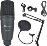 ميكروفون بفلتر وحامل كبير بمنفذ USB ون اند بوب من فن جينيريشن، أسود