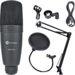 ميكروفون بفلتر وحامل كبير بمنفذ USB ون اند بوب من فن جينيريشن، أسود