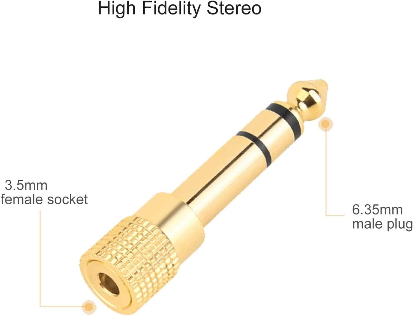 ⁦محول مقبس سماعة راس 6.35 ملم ذكر إلى 3.5 ملم أنثى محول سماعة راس ستيريو مطلي بالذهب لمولف الصوت والبيانو الكهربائي، 3 قطع⁩ - الصورة ⁦2⁩
