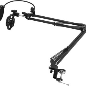 حامل ميكروفون ثلاثي القوائم بتصميم قابل للطي وارتفاع قابل للتعديل مزود بمشبك مزدوج، حامل ثلاثي القوائم عالي التحمل بتوافق عالمي للبث المباشر والغناء، 12 قطعة