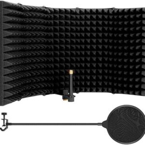 عازل قابل للطي من 5 لوحات لوح عازل للرياح يمتص الصوت وفلتر بوب اي كيو USB هايبر كارديويد أسود