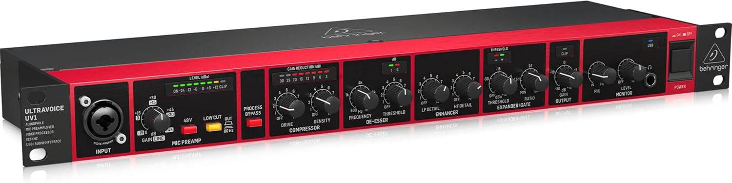 ⁦بيرينجر مضخم صوت للميكروفون، احمر واسود (UV1)⁩ - الصورة ⁦1⁩